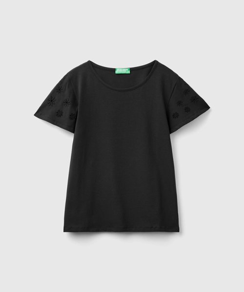 BENETTON (women)(ベネトン（レディース）)/花柄刺繍フレンチスリーブクルーネックTシャツ・カットソー/img02