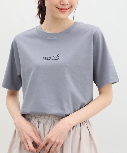 Honeys(ハニーズ)/ロゴ刺繍Ｔシャツ トップス Tシャツ 半袖 綿 コットン UVカット 大人カジュアル /img06