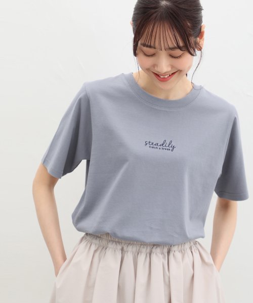 Honeys(ハニーズ)/ロゴ刺繍Ｔシャツ トップス Tシャツ 半袖 綿 コットン UVカット 大人カジュアル /img07