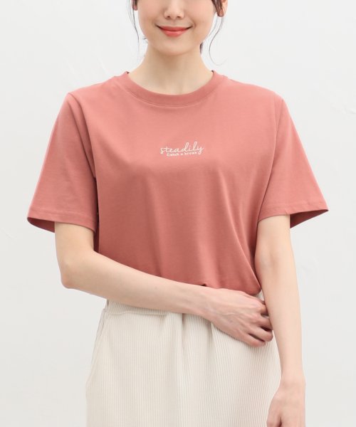 Honeys(ハニーズ)/ロゴ刺繍Ｔシャツ トップス Tシャツ 半袖 綿 コットン UVカット 大人カジュアル /img09