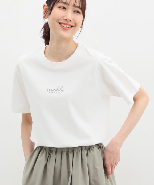 Honeys(ハニーズ)/ロゴ刺繍Ｔシャツ トップス Tシャツ 半袖 綿 コットン UVカット 大人カジュアル /img13