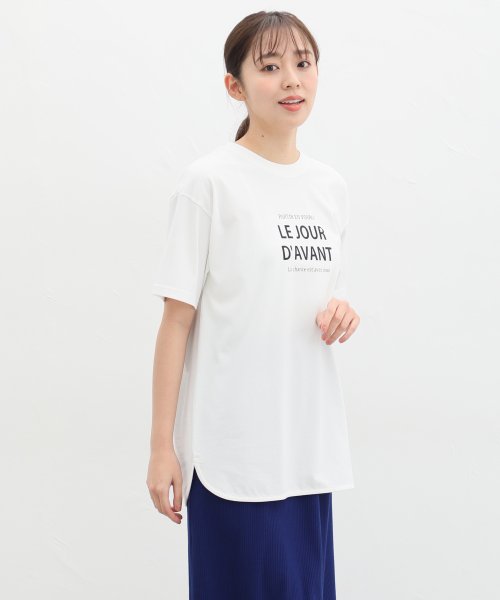 Honeys(ハニーズ)/ロゴチュニックＴシャツ トップス Tシャツ カットソー レディース 白 黒 半袖 ロゴ /img02