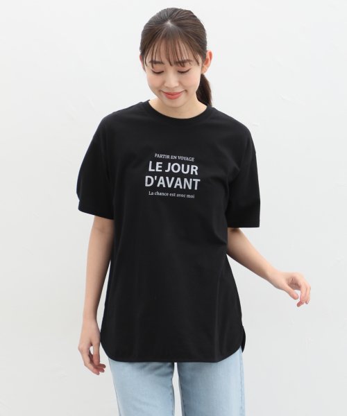 Honeys(ハニーズ)/ロゴチュニックＴシャツ トップス Tシャツ カットソー レディース 白 黒 半袖 ロゴ /img04