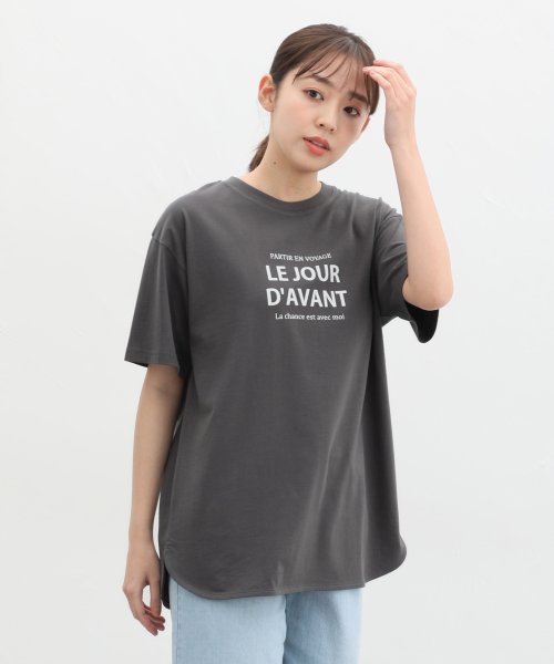 Honeys(ハニーズ)/ロゴチュニックＴシャツ トップス Tシャツ カットソー レディース 白 黒 半袖 ロゴ /img08