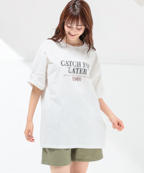 Honeys(ハニーズ)/ロゴプリントゆるＴシャツ トップス Tシャツ カットソー ユニセックス レディース /img04