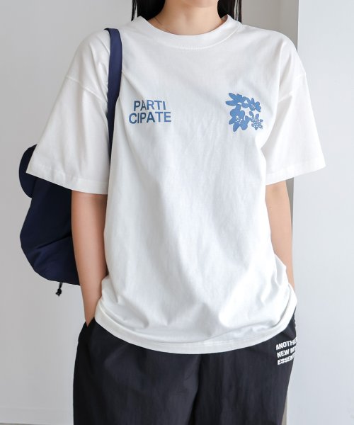 ANME(アンメ)/前後ロゴ入り フラワープリント 半袖 Tシャツ/img01