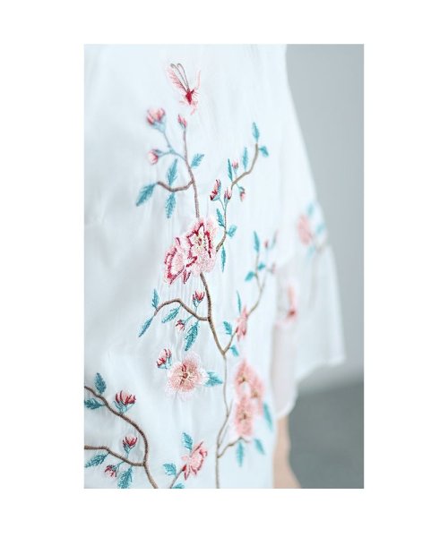 Sawa a la mode(サワアラモード)/レディース 大人 上品 シフォンに咲く花刺繍のシャツブラウス/img15