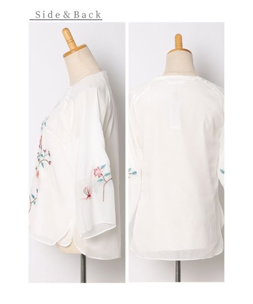 Sawa a la mode(サワアラモード)/レディース 大人 上品 シフォンに咲く花刺繍のシャツブラウス/img21