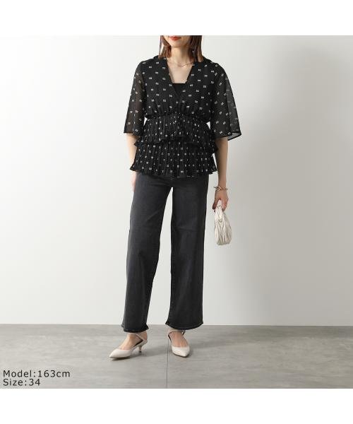 GANNI(ガニー)/GANNI ブラウス Pleated Georgette V－neck Flounce Blouse/img02