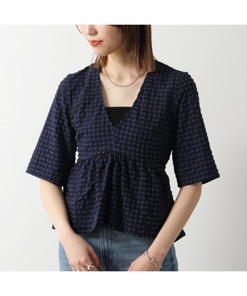 GANNI(ガニー)/GANNI ブラウス Stretch Seersucker V－neck Peplum Blouse/img01