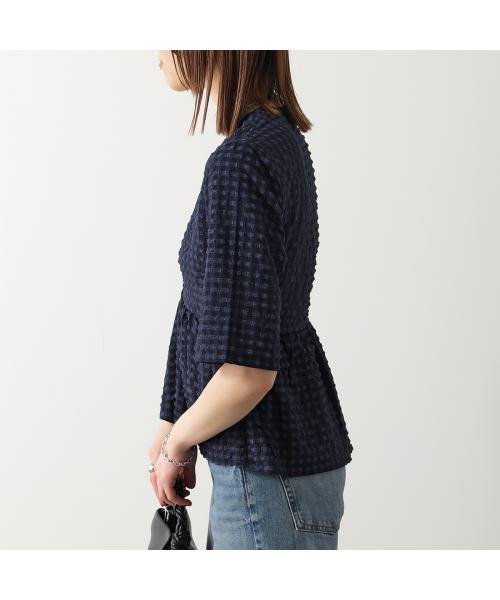 GANNI(ガニー)/GANNI ブラウス Stretch Seersucker V－neck Peplum Blouse/img04