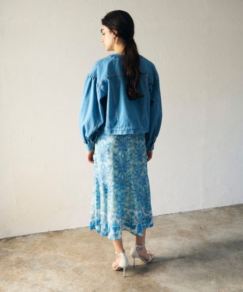 ノーカラーデニムジャケット 