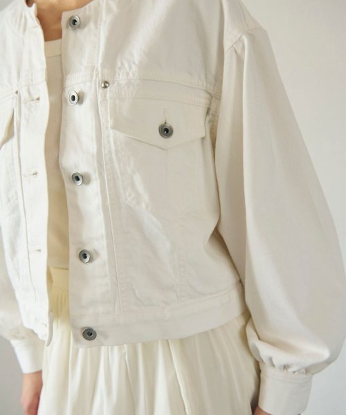 ノーカラーデニムジャケット 