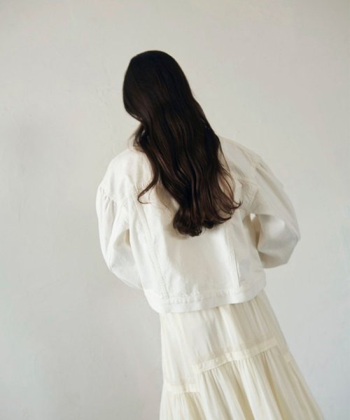 ノーカラーデニムジャケット 