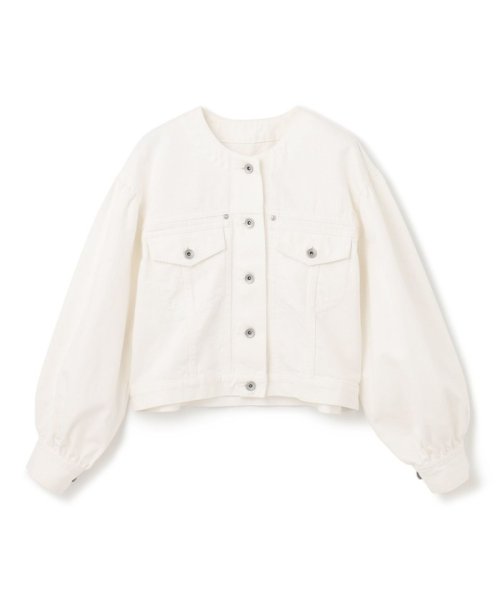 ノーカラーデニムジャケット 
