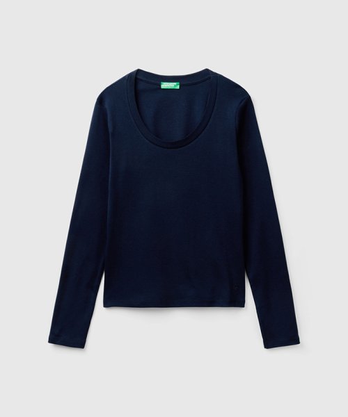 BENETTON (women)(ベネトン（レディース）)/ロゴ刺繍入りUネック長袖Tシャツ・カットソー/img26