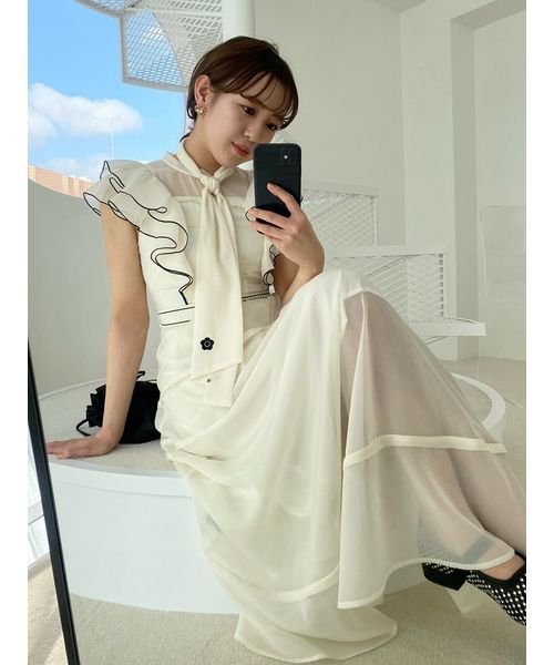 【LILY BROWN×MARY QUANT】ロゴベルト付きシアーワンピース QUANT LILY BROWN×MARY 6cm 長さ63cm 巾3