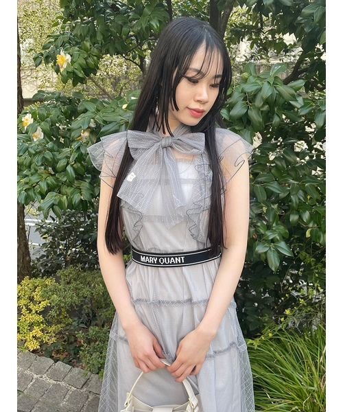 【LILY BROWN×MARY QUANT】ロゴベルト付きシアーワンピース QUANT LILY BROWN×MARY 6cm 長さ63cm 巾3