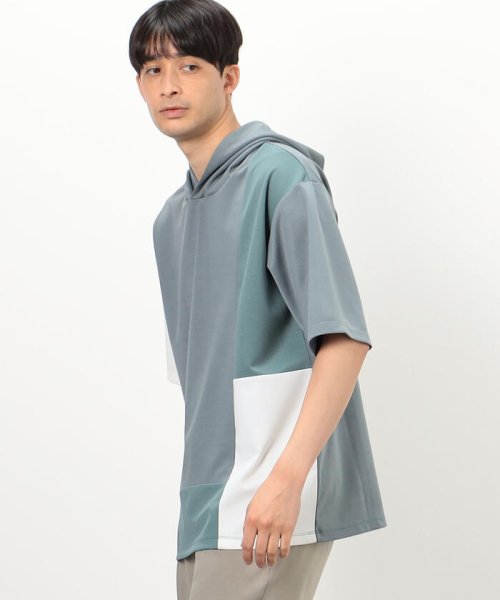 COMME CA ISM MENS(コムサイズム（メンズ）)/カラーブロック パッチワーク フードＴシャツ/img06