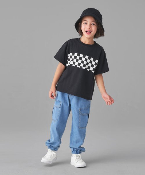COMME CA ISM KIDS(コムサイズム（キッズ）)/フラッグチェック柄プリント 半袖Ｔシャツ/img01
