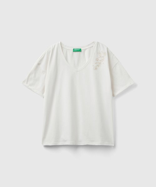 BENETTON (women)(ベネトン（レディース）)/花柄刺繍Vネック半袖Tシャツ・カットソー/img02