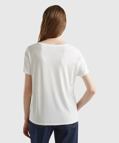 BENETTON (women)(ベネトン（レディース）)/ビスコースVネック半袖Tシャツ・カットソー/img01