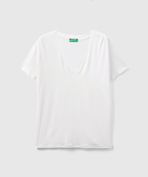 BENETTON (women)(ベネトン（レディース）)/ビスコースVネック半袖Tシャツ・カットソー/img02