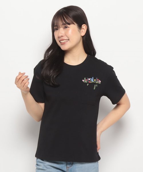 BENETTON (women)(ベネトン（レディース）)/クルーネック花柄刺繍胸ポケット半袖Tシャツ・カットソー/img04