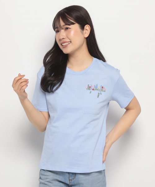 BENETTON (women)(ベネトン（レディース）)/クルーネック花柄刺繍胸ポケット半袖Tシャツ・カットソー/img21