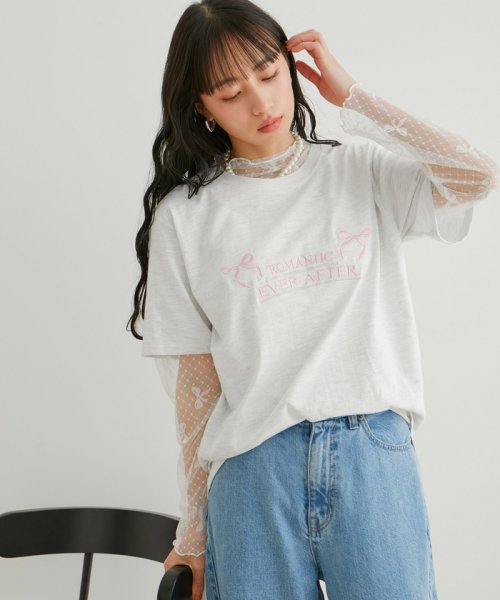 VIS(ビス)/【WEB限定】リボンロゴ刺繍Tシャツ/img01