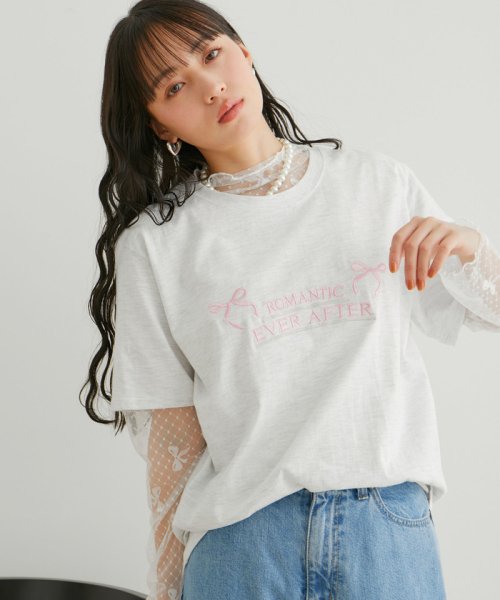 VIS(ビス)/【WEB限定】リボンロゴ刺繍Tシャツ/img03