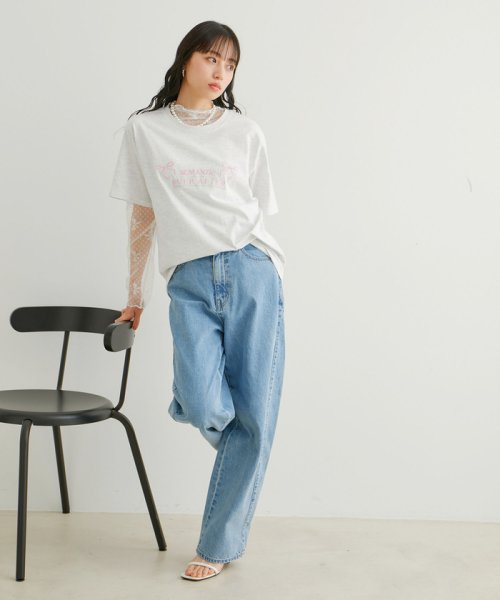 VIS(ビス)/【WEB限定】リボンロゴ刺繍Tシャツ/img07