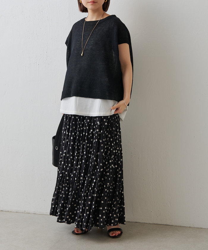 BEARDSLEY ビアズリー リネンニットベスト 黒 BEARDSLEY（ビアズリー）の「《前後2way》リネンニットベスト