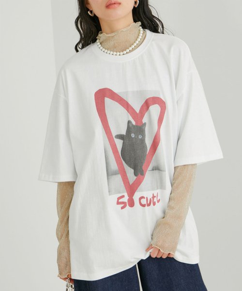 VIS(ビス)/【WEB限定】猫ハートＴシャツ/img07