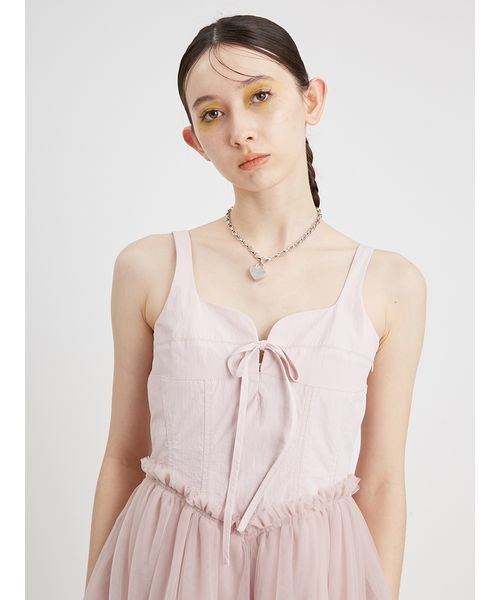 コルセットディテールチュールワンピース 予めご了承ください