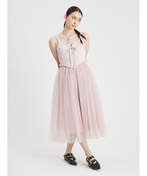 コルセットディテールチュールワンピース 予めご了承ください