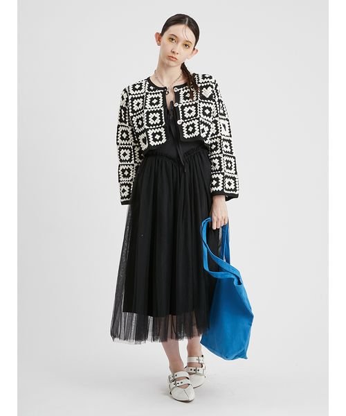 コルセットディテールチュールワンピース 予めご了承ください