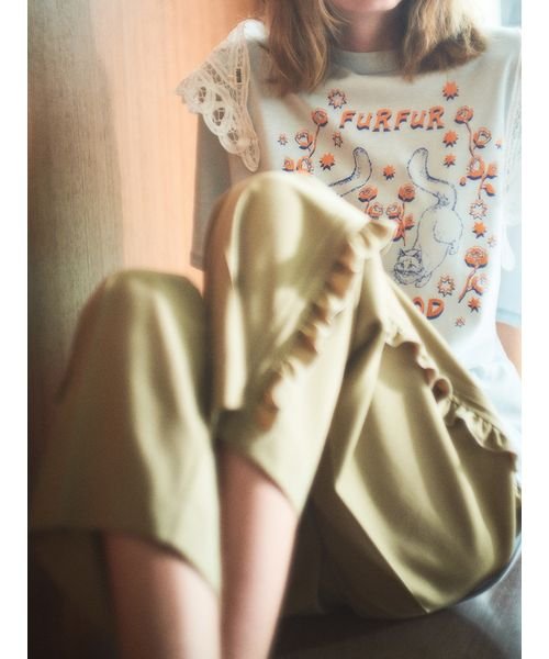 サイドフリルワイドパンツ 予めご了承ください