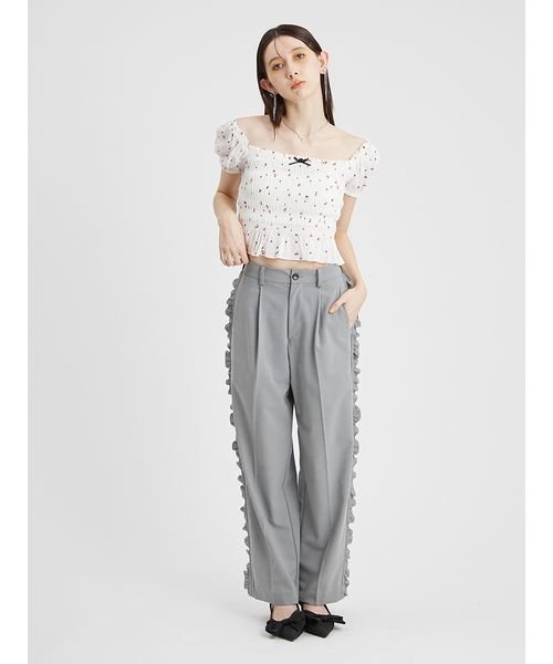 サイドフリルワイドパンツ 予めご了承ください