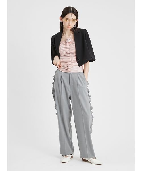 サイドフリルワイドパンツ 予めご了承ください