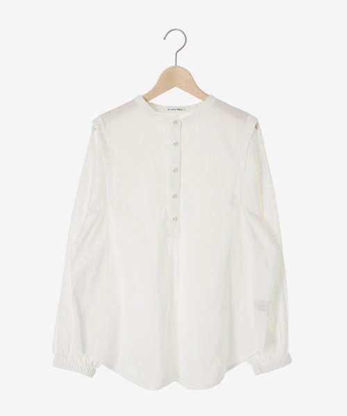 le.coeur blanc(ルクールブラン)/パールボタンスリーブレースシャツ/img01