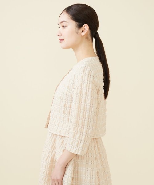 シアーチェックノーカラージャケット 