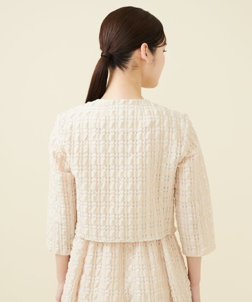 シアーチェックノーカラージャケット 