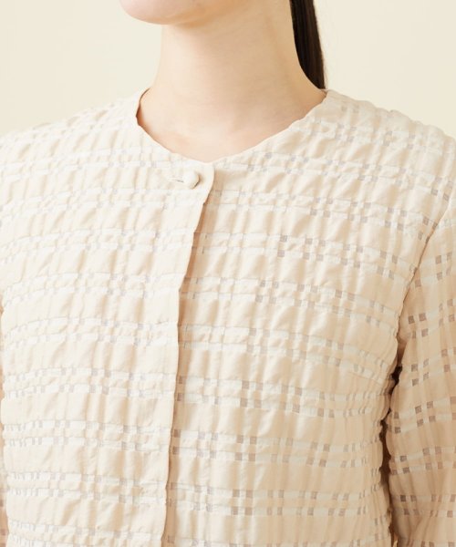 シアーチェックノーカラージャケット 