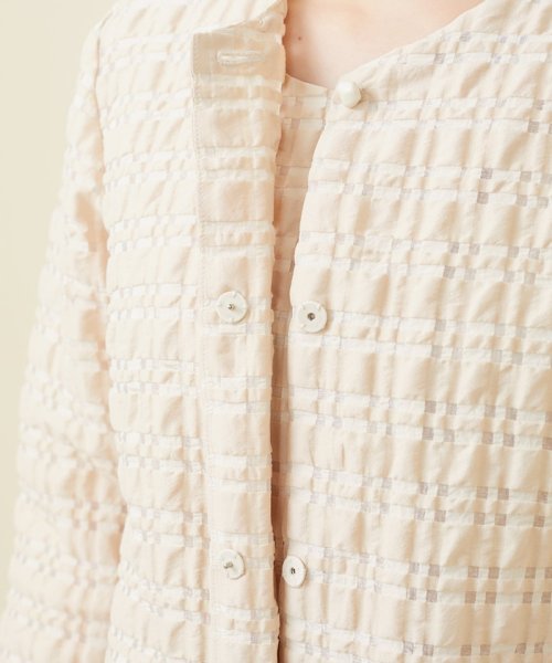 シアーチェックノーカラージャケット 