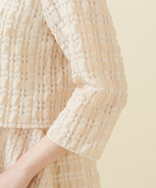 シアーチェックノーカラージャケット 