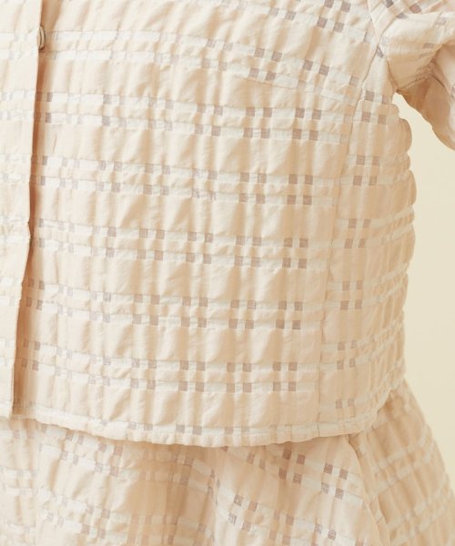 シアーチェックノーカラージャケット 