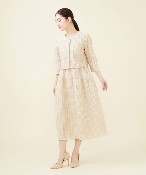 シアーチェックノーカラージャケット 