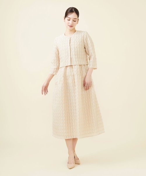 シアーチェックノーカラージャケット 