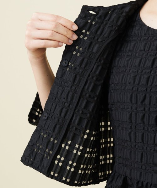 シアーチェックノーカラージャケット 